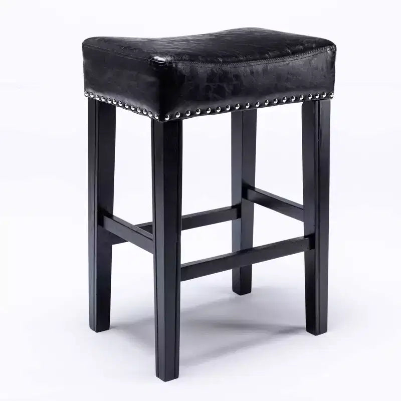 TROPOW Tabourets de bar en cuir PU 26 po, Tabourets de bar modernes avec garniture cloutée en selle, Chaises d'îlot, Tabourets de comptoir sans dossier rembourrés