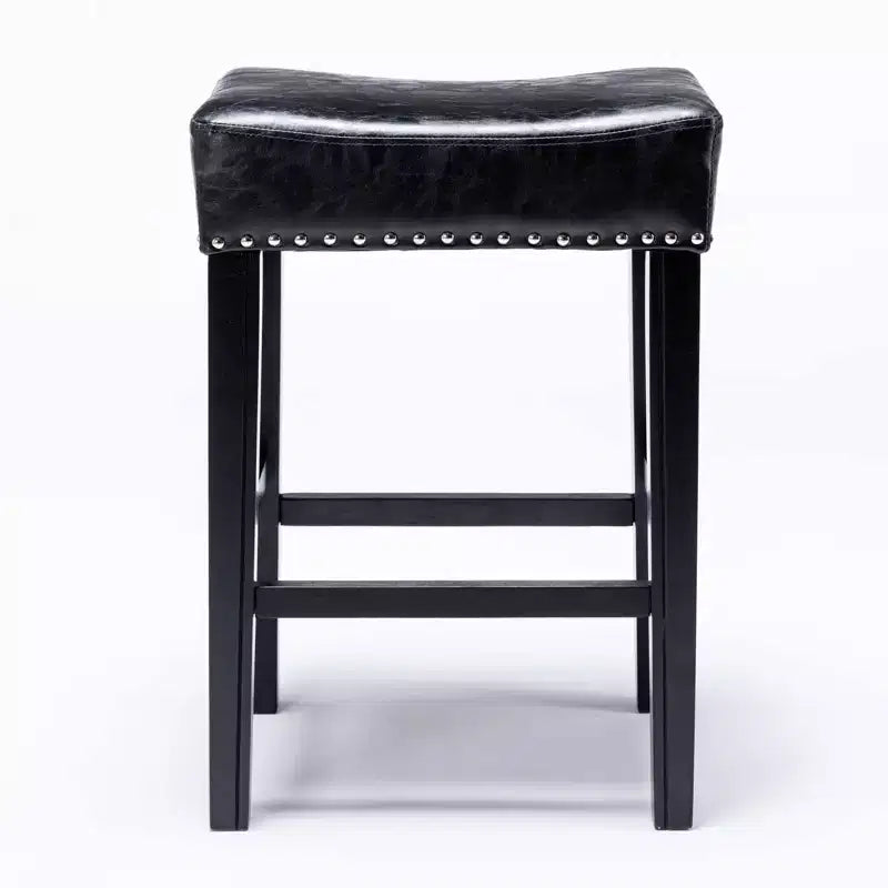TROPOW Tabourets de bar en cuir PU 26 po, Tabourets de bar modernes avec garniture cloutée en selle, Chaises d'îlot, Tabourets de comptoir sans dossier rembourrés