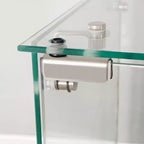MAYEERTY Vitrine en verre trempé, armoire de rangement pour vin, dessus en verre trempé avec bande lumineuse LED pour chambre, couloir, bureau, noir
