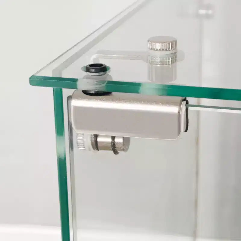 MAYEERTY Vitrine en verre trempé, armoire de rangement pour vin, dessus en verre trempé avec bande lumineuse LED pour chambre, couloir, bureau, noir