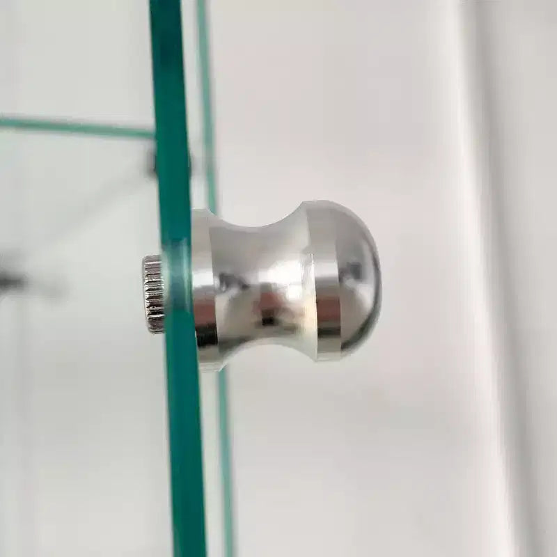 MAYEERTY Vitrine en verre trempé, armoire de rangement pour vin, dessus en verre trempé avec bande lumineuse LED pour chambre, couloir, bureau, noir