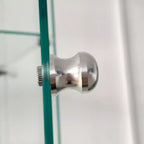 MAYEERTY Vitrine en verre trempé, armoire de rangement pour vin, dessus en verre trempé avec bande lumineuse LED pour chambre, couloir, bureau, noir
