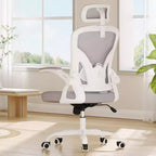 Chaise de bureau ergonomique MAYEERTY - Avec appui-tête, accoudoirs relevables et support lombaire réglable (Gris)