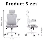 Chaise de bureau ergonomique MAYEERTY - Avec appui-tête, accoudoirs relevables et support lombaire réglable (Gris)