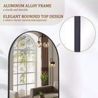 Miroir pleine longueur 57x22, miroirs muraux à suspendre ou à poser, miroir sur pied à corps entier avec arche pour chambre à coucher, dressing, noir