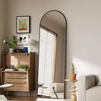Miroir pleine longueur 57x22, miroirs muraux à suspendre ou à poser, miroir sur pied à corps entier avec arche pour chambre à coucher, dressing, noir