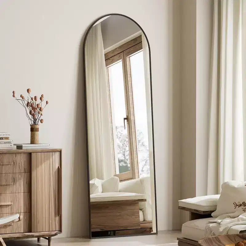 Miroir pleine longueur 57x22, miroirs muraux à suspendre ou à poser, miroir sur pied à corps entier avec arche pour chambre à coucher, dressing, noir