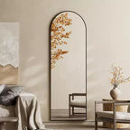 Miroir pleine longueur 57x22, miroirs muraux à suspendre ou à poser, miroir sur pied à corps entier avec arche pour chambre à coucher, dressing, noir