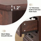 Hommpa Table de Chevet Moderne Rustique avec Station de Recharge, 2 Tiroirs et Rangement