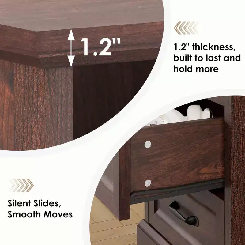 Hommpa Table de Chevet Moderne Rustique avec Station de Recharge, 2 Tiroirs et Rangement