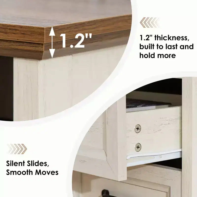 Hommpa Table de Chevet Moderne Rustique avec Station de Recharge, 2 Tiroirs et Rangement