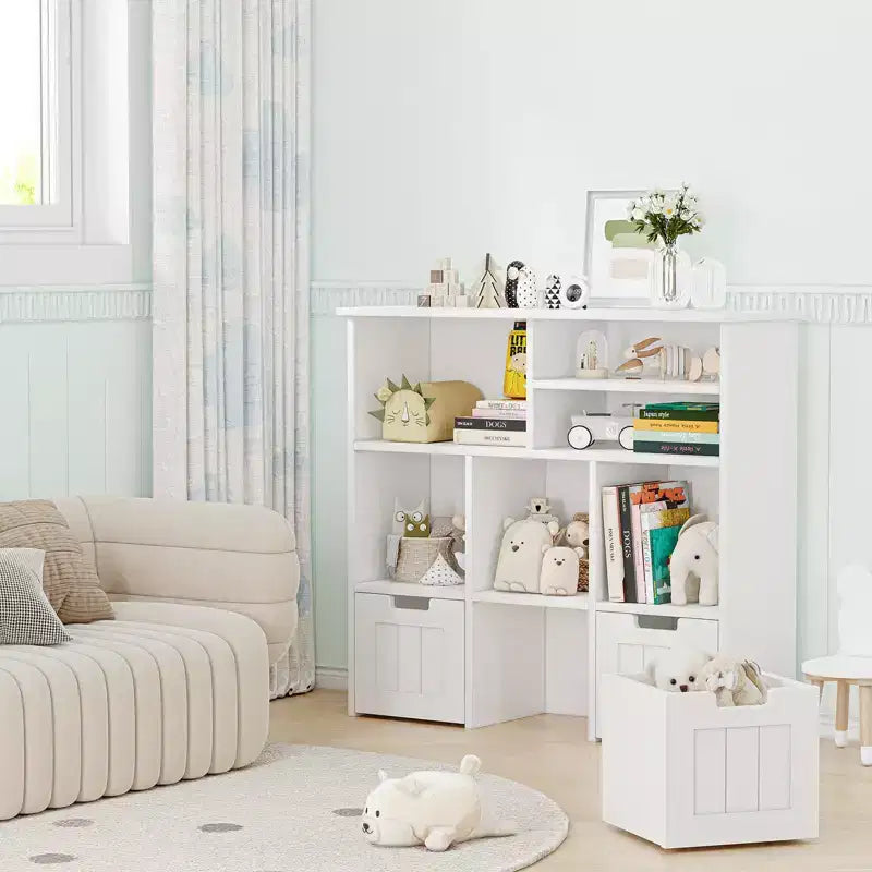 Organiseur de rangement pour jouets, bibliothèque pour enfants avec 3 tiroirs amovibles et roulettes cachées - Blanc (Chambre/Salle de jeux/Chambre de bébé)