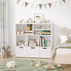 Organiseur de rangement pour jouets, bibliothèque pour enfants avec 3 tiroirs amovibles et roulettes cachées - Blanc (Chambre/Salle de jeux/Chambre de bébé)