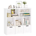 Organiseur de rangement pour jouets, bibliothèque pour enfants avec 3 tiroirs amovibles et roulettes cachées - Blanc (Chambre/Salle de jeux/Chambre de bébé)