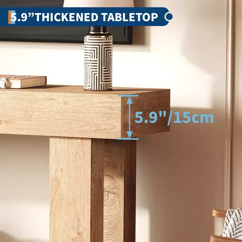 Console de 160 cm de long - Table d'appoint derrière le canapé, Table rectangulaire en bois de style ferme pour entrée, couloir, salon