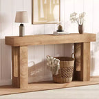 Console de 160 cm de long - Table d'appoint derrière le canapé, Table rectangulaire en bois de style ferme pour entrée, couloir, salon