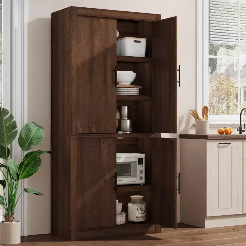 Coolmee Grand garde-manger de cuisine, armoire de rangement avec 2 portes et étagères réglables, buffet de garde-manger et grand espace de rangement pour salle à manger et salon