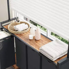Chariot de tri de linge avec tringle de suspension et étagère de rangement, panier à linge roulant avec roues verrouillables, organisateur de panier à linge pour buanderie