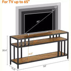 Meuble TV 58/65" pour TV jusqu'à 65/75", meuble de divertissement rustique avec étagères ouvertes à 3 niveaux, console multimédia