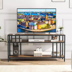 Meuble TV 58/65" pour TV jusqu'à 65/75", meuble de divertissement rustique avec étagères ouvertes à 3 niveaux, console multimédia