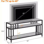 Meuble TV 58/65" pour TV jusqu'à 65/75", meuble de divertissement rustique avec étagères ouvertes à 3 niveaux, console multimédia