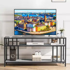 Meuble TV 58/65" pour TV jusqu'à 65/75", meuble de divertissement rustique avec étagères ouvertes à 3 niveaux, console multimédia