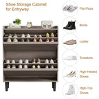 Meuble à chaussures fin en bois autoportant, Meuble à chaussures dissimulé, Meuble à chaussures avec tiroirs et étagère réglable pour Entrée, Couloir, Salon