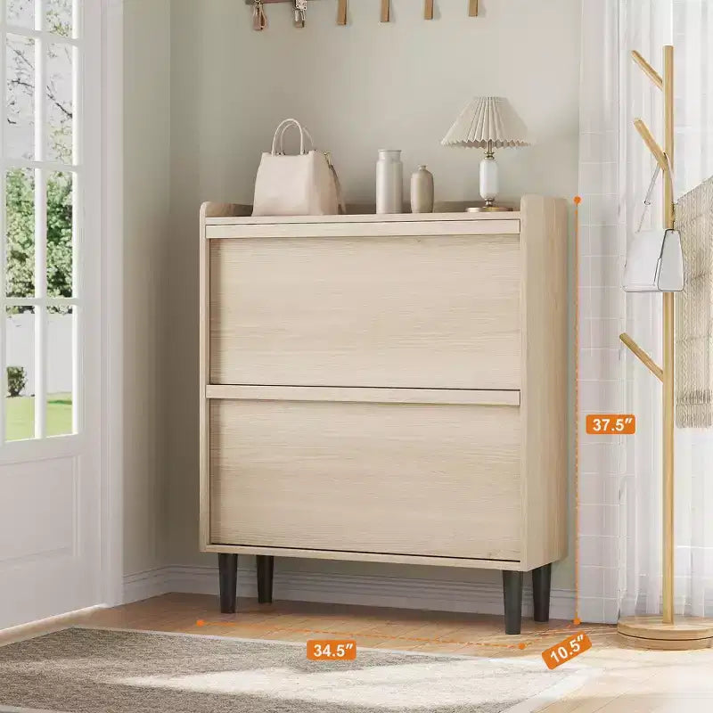 Meuble à chaussures fin en bois autoportant, Meuble à chaussures dissimulé, Meuble à chaussures avec tiroirs et étagère réglable pour Entrée, Couloir, Salon
