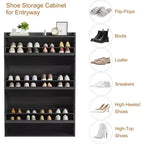 Meuble à chaussures fin en bois autoportant, Meuble à chaussures dissimulé, Meuble à chaussures avec tiroirs et étagère réglable pour Entrée, Couloir, Salon