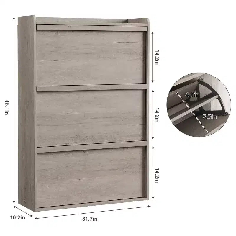 Meuble à chaussures fin en bois autoportant, Meuble à chaussures dissimulé, Meuble à chaussures avec tiroirs et étagère réglable pour Entrée, Couloir, Salon