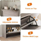 Meuble à chaussures fin en bois autoportant, Meuble à chaussures dissimulé, Meuble à chaussures avec tiroirs et étagère réglable pour Entrée, Couloir, Salon