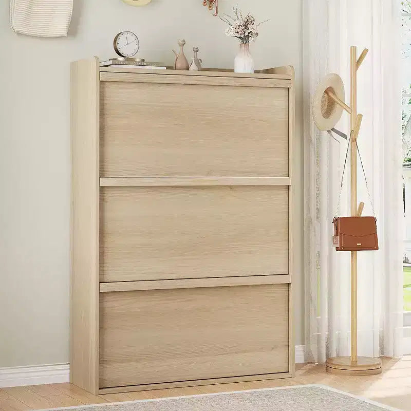 Meuble à chaussures fin en bois autoportant, Meuble à chaussures dissimulé, Meuble à chaussures avec tiroirs et étagère réglable pour Entrée, Couloir, Salon