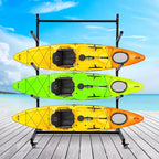 Support de stockage pour kayak, Râteliers pour kayak robustes pour le rangement extérieur, Support de stockage pour kayak autoportant avec roues pour kayaks, canoës