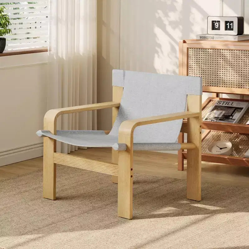 MAYEERTY Fauteuil d'appoint en chêne Chaises de loisirs modernes Fauteuils avec cadre en bois massif pour salon chambre balcon