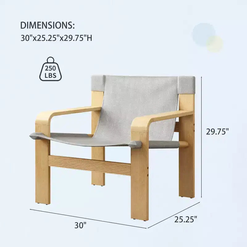 MAYEERTY Fauteuil d'appoint en chêne Chaises de loisirs modernes Fauteuils avec cadre en bois massif pour salon chambre balcon