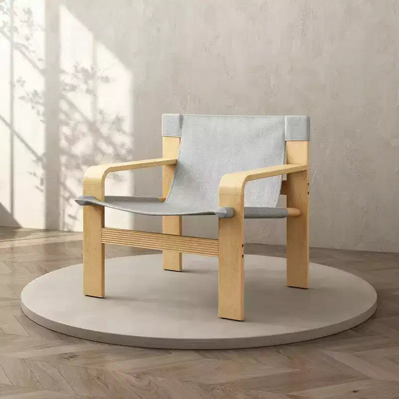 MAYEERTY Fauteuil d'appoint en chêne Chaises de loisirs modernes Fauteuils avec cadre en bois massif pour salon chambre balcon