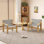 MAYEERTY Fauteuil d'appoint en chêne Chaises de loisirs modernes Fauteuils avec cadre en bois massif pour salon chambre balcon