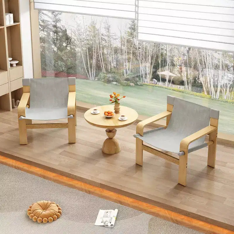 MAYEERTY Fauteuil d'appoint en chêne Chaises de loisirs modernes Fauteuils avec cadre en bois massif pour salon chambre balcon