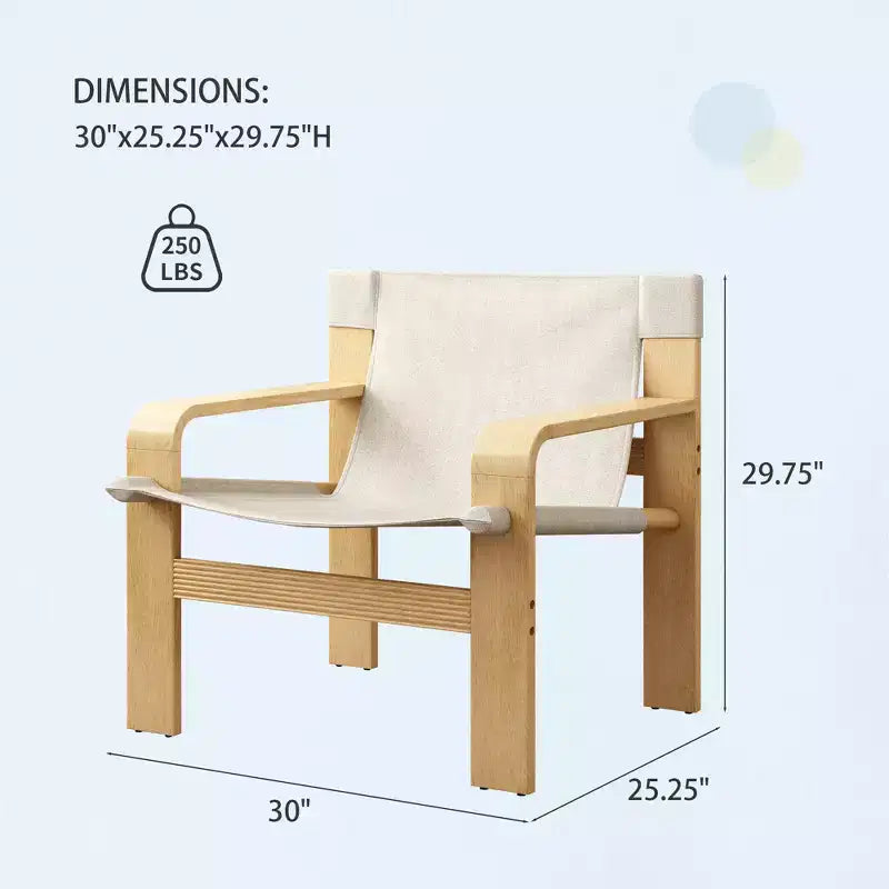 MAYEERTY Fauteuil d'appoint en chêne Chaises de loisirs modernes Fauteuils avec cadre en bois massif pour salon chambre balcon