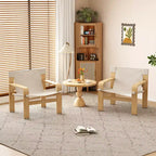 MAYEERTY Fauteuil d'appoint en chêne Chaises de loisirs modernes Fauteuils avec cadre en bois massif pour salon chambre balcon