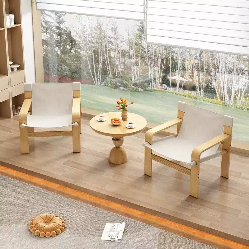 MAYEERTY Fauteuil d'appoint en chêne Chaises de loisirs modernes Fauteuils avec cadre en bois massif pour salon chambre balcon
