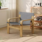 MAYEERTY Fauteuil d'appoint en chêne Chaises de loisirs modernes Fauteuils avec cadre en bois massif pour salon chambre balcon