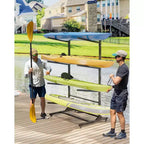 Support de rangement autoportant pour 2 à 6 kayaks avec roues mobiles, support de kayak en acier robuste avec sangles pour rangement extérieur