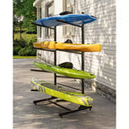 Support de rangement autoportant pour 2 à 6 kayaks avec roues mobiles, support de kayak en acier robuste avec sangles pour rangement extérieur