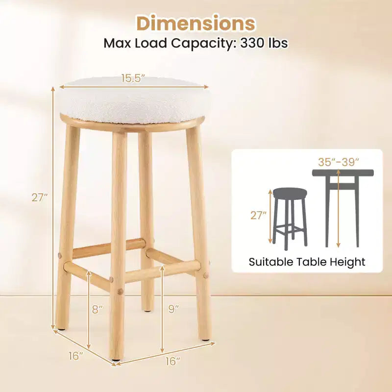 Costway Lot de 2/4 tabourets de bar rembourrés en tissu bouclé avec repose-pieds