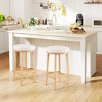 Costway Lot de 2/4 tabourets de bar rembourrés en tissu bouclé avec repose-pieds