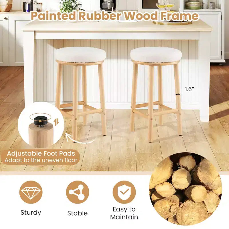 Costway Lot de 2/4 tabourets de bar rembourrés en tissu bouclé avec repose-pieds