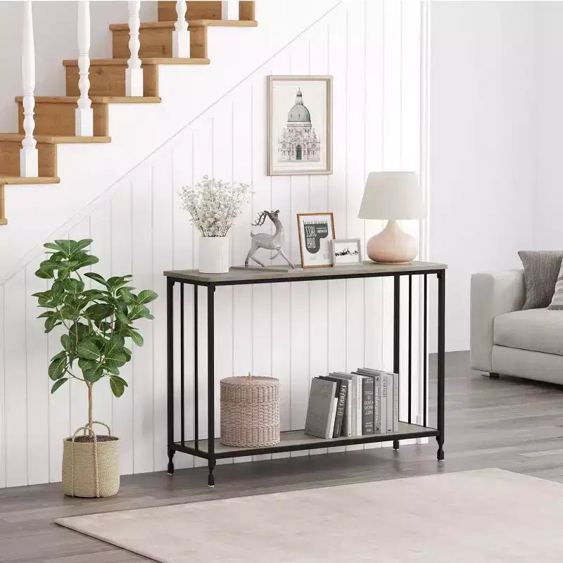 GustoWave – Console étroite de 105 cm, table d'appoint à 2 niveaux en bois pour entrée, salon, couloir, montage facile