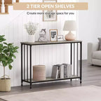 GustoWave – Console étroite de 105 cm, table d'appoint à 2 niveaux en bois pour entrée, salon, couloir, montage facile