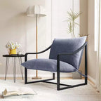 Fauteuil d'appoint moderne COZONY avec cadre métallique, fauteuil de salon rembourré avec coussin en mousse pour salon, chambre à coucher
